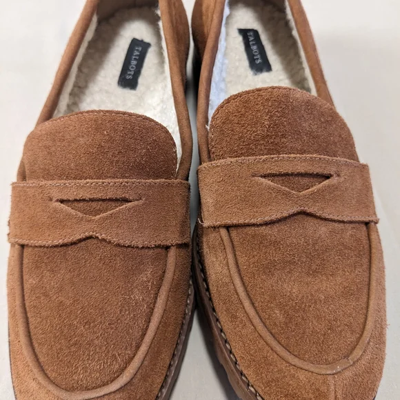 Talbot's Cassidy Brown Suede Loafers with Shearling Lining- Size 7 M - Picture 4 of 13